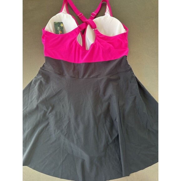 Women's Plus Size Swim Dress Tummy Control Swimsuit pink  size XXL Criss Cross - Picture 12 of 15